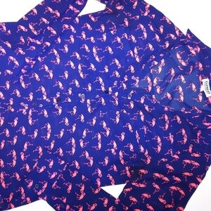 Express Pink Flamingos Button Blouse XS